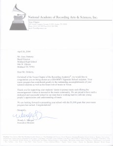 Midland High School Named as a National Winner in the Grammy Signature Schools Competition.