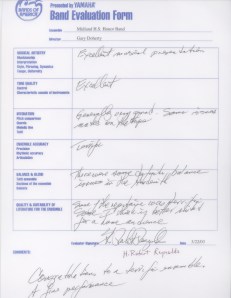 National Concert Band Festival Evaluation by H. Robert Reynolds