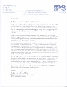 Music Administrator Letter from IPS